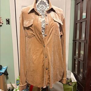Champagne 🍾 Velvet Button-Up Shirt